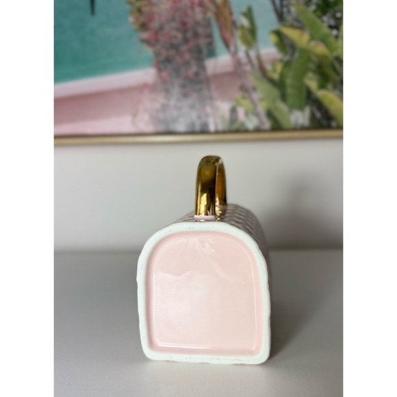 Pink Gold Handbag Purse Shaped Ceramic Textured Novelty Coffee Tea Mug Cup - Picture 7 of 8